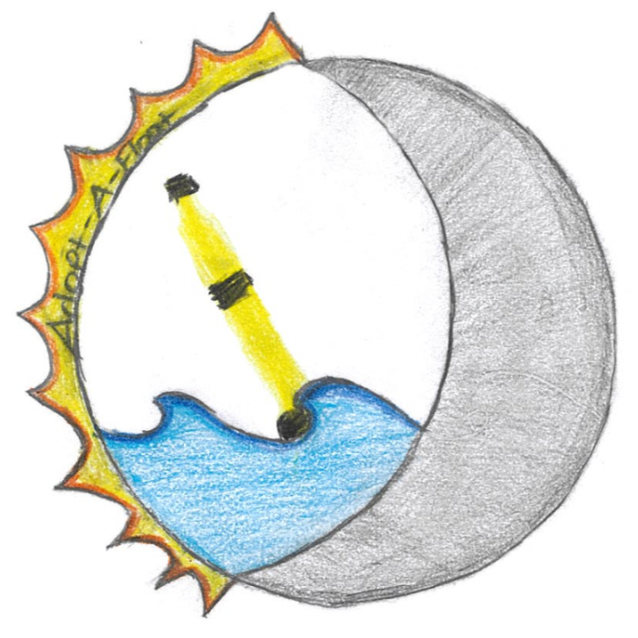 Float designed by Madisyn (6th grade) showing the sun and the moon and the float in the ocean. 