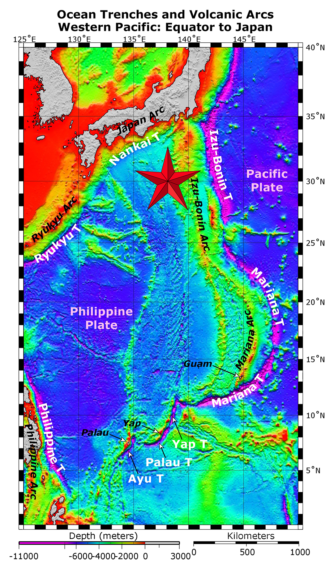 Anchored in STEAM@nccs (red star) was deployed west of the Izu-Ogasawara ridge (Izu-Bonin Arc) Photo Credit: Wikipedia