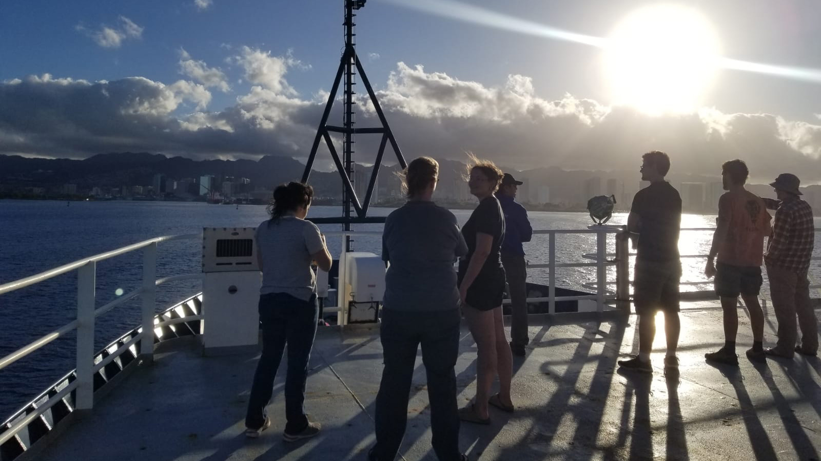 Everyone is gathered as we make our way towards port! Photo by Sidney Wayne