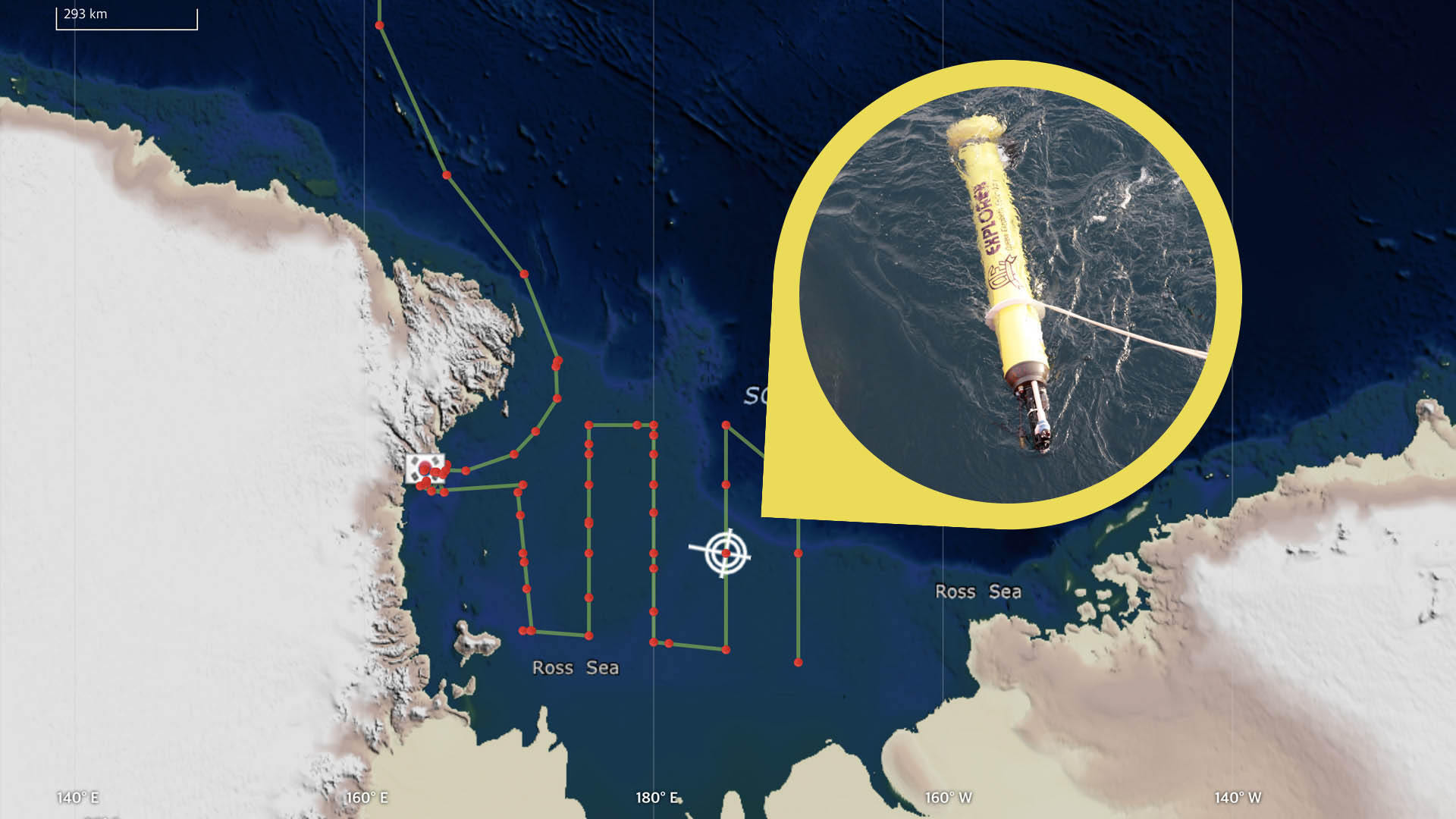 map of the deployment location for the float QE Explorer