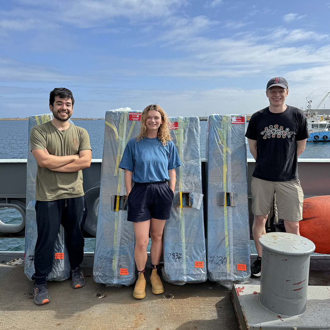 Tatsu Monkman, Ruth Moorman, and Jacob Knight, three of the CTD Watchstanders, helped activate the Argo floats