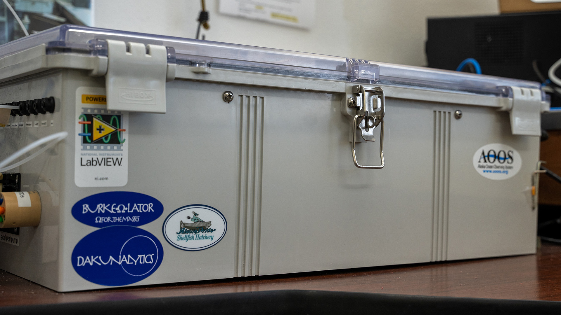 The Burk-o-Lator in the ocean acidification research lab at APMI measures a variety of oceanographic parameters. Image by APMI