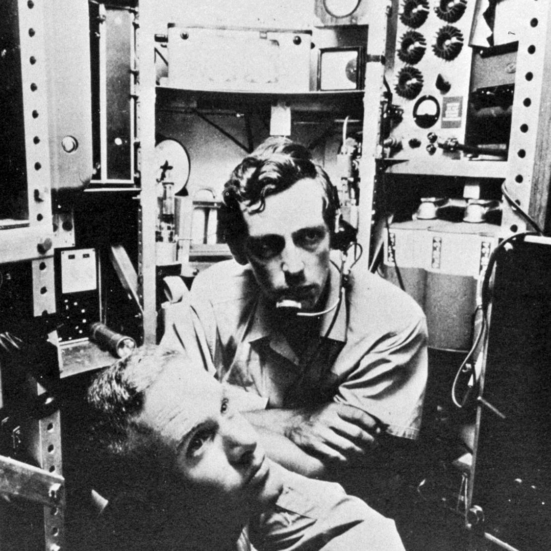 Lieutenant Don Walsh, USN, and Jacques Piccard in the bathyscaphe TRIESTE. Archival Photography by Steve Nicklas, NOS, NGS