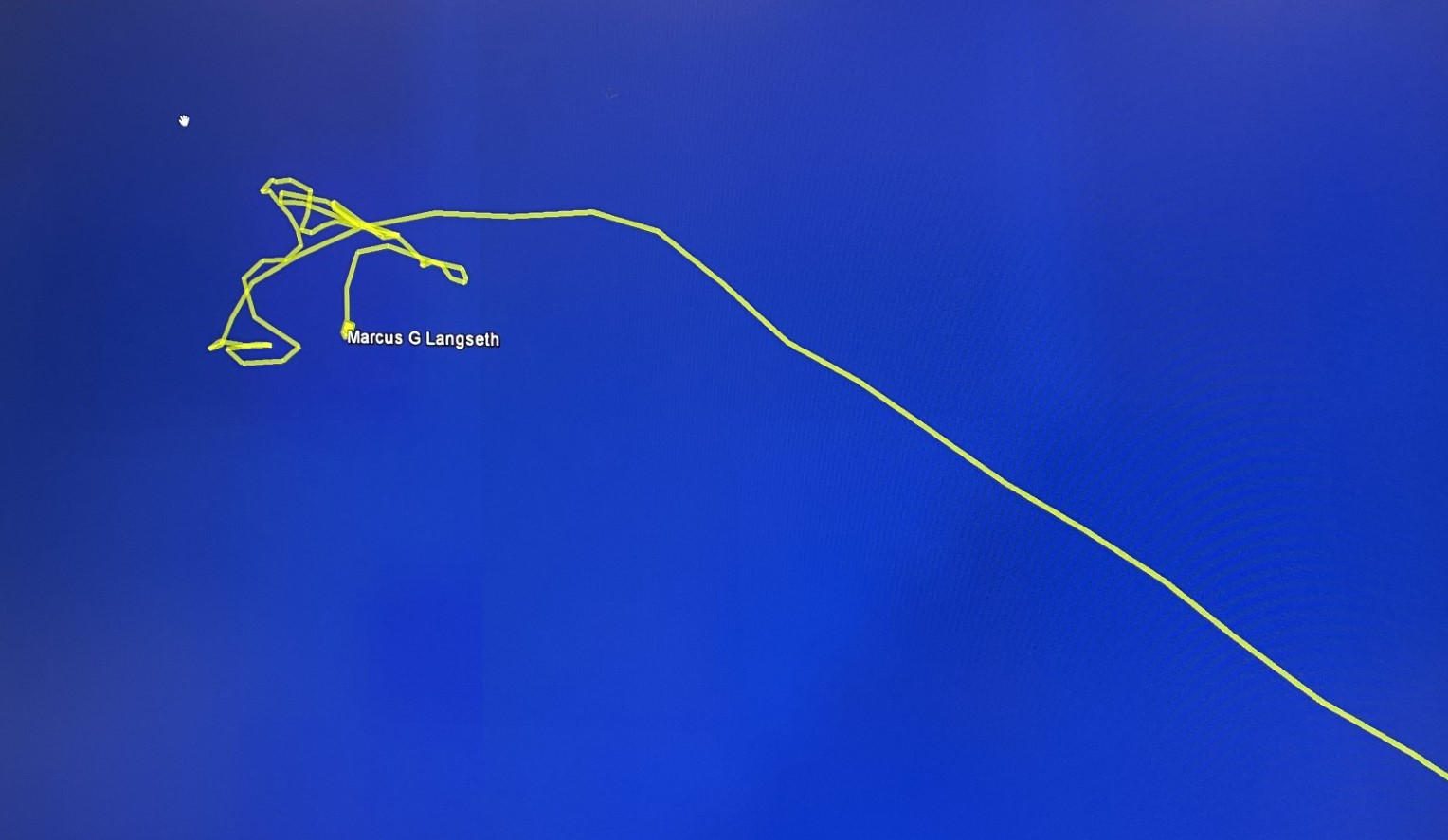 Track of the Langseth working to hold a steady location while on Station 41 (Latitude: 16° South, Longitude: 1° East), during an extremely windy, fourhour CTD cast with large ocean surface waves on February 22nd.