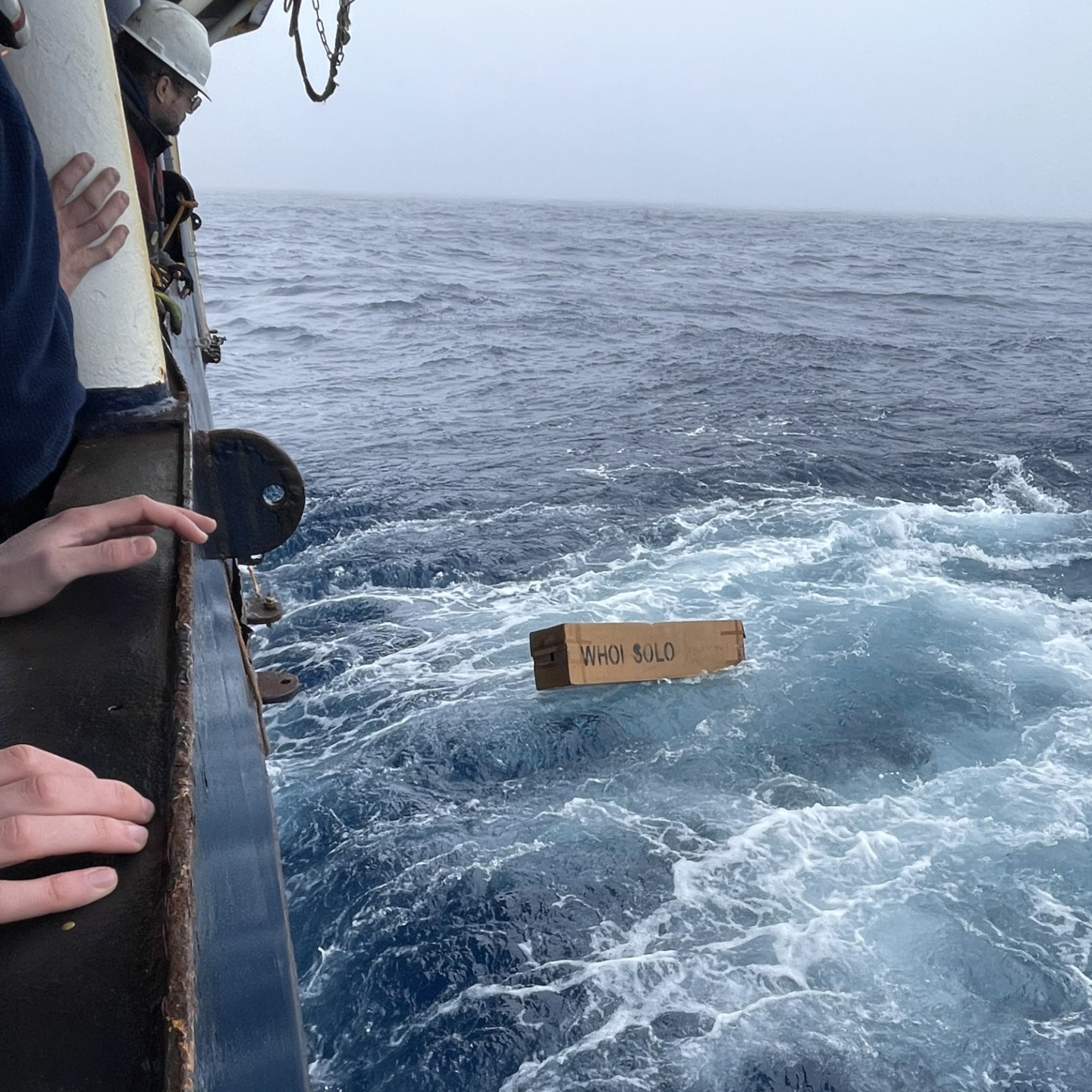 Not long after deployment, it drifted away from the ship, the release box slipped loose, and the float was on its way!