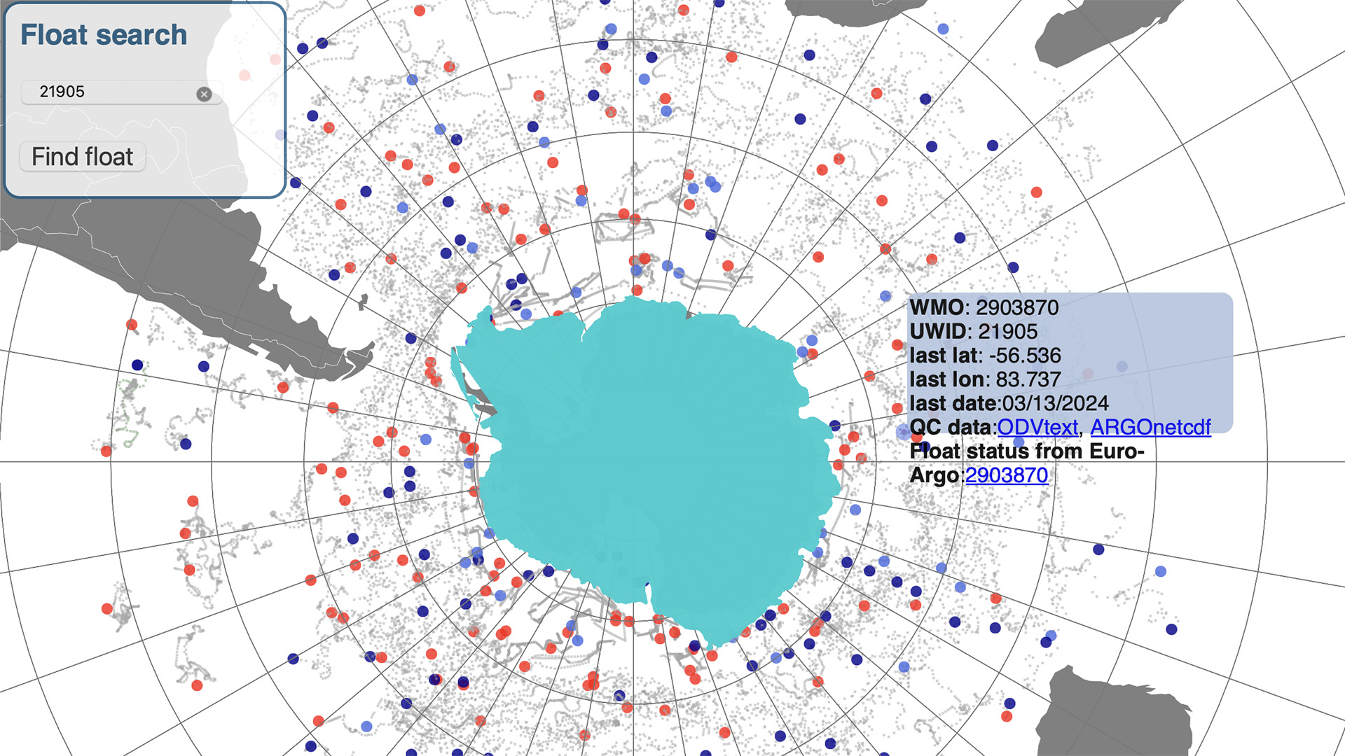 The interactive float maps show current locations and trajectories of BGC floats and provide links to float data.