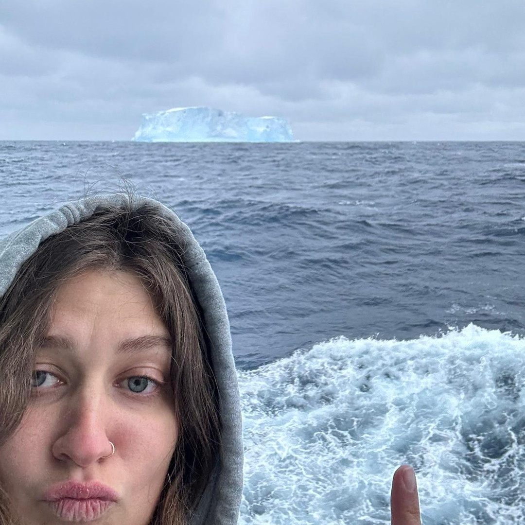 Jess with one of the many ’bergs we saw in the Southern Ocean