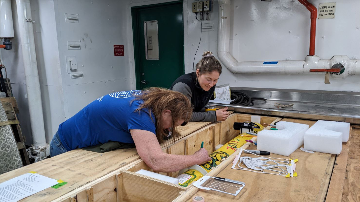 Decorating an adopted float onboard the RVIB Palmer