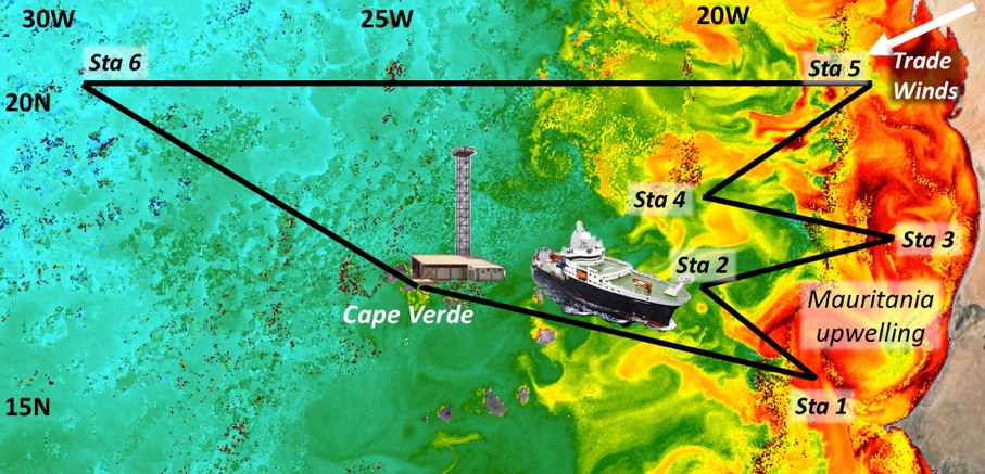 Map showing the fieldwork location near Cape Verde taking place in summer 2026