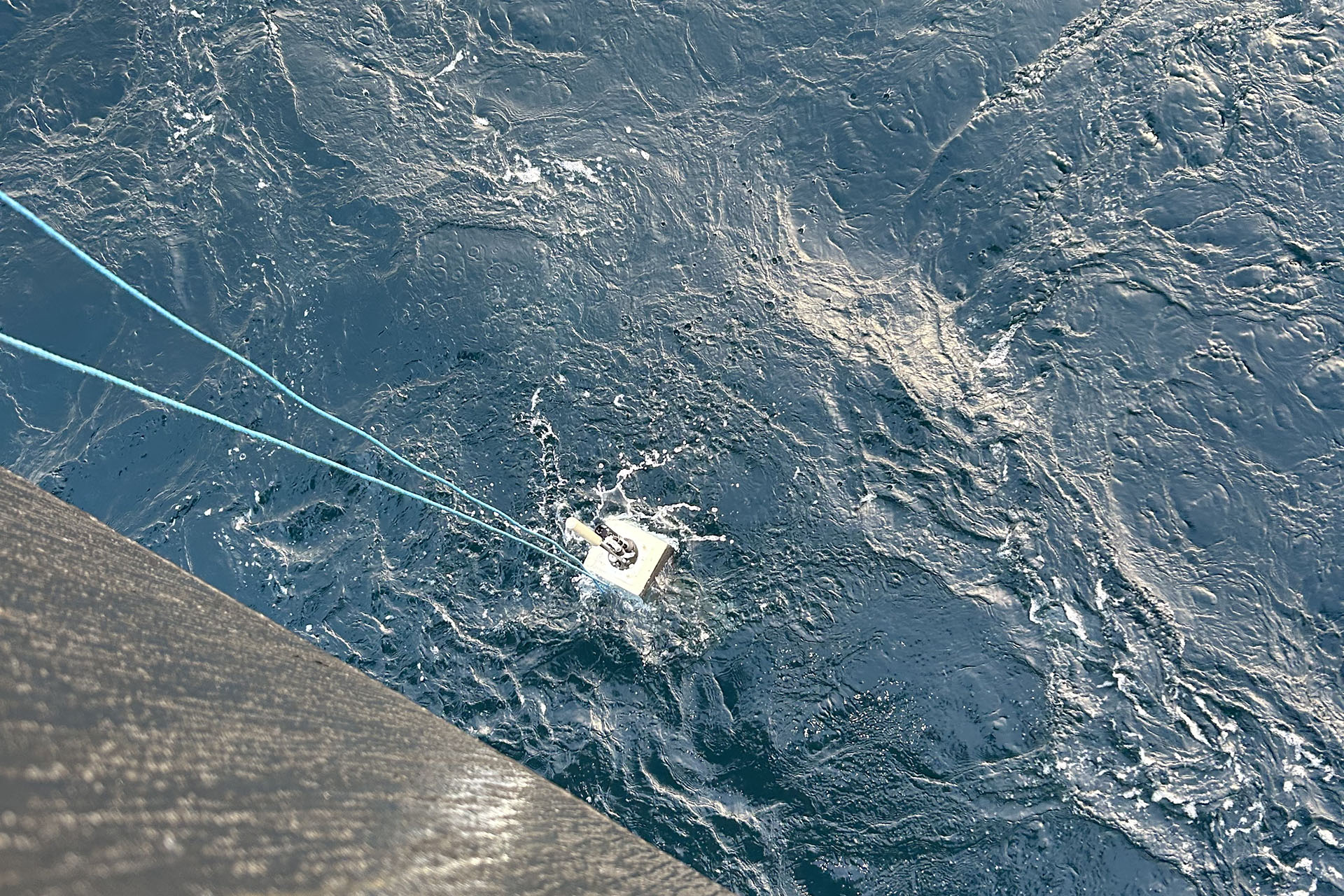 The UK Core Float Was Light Enough To Lower Into The Water By Hand From A Rope Off The Back Of The Ship The UK Core float was light enough to lower into the water by hand from a rope off the back of the ship