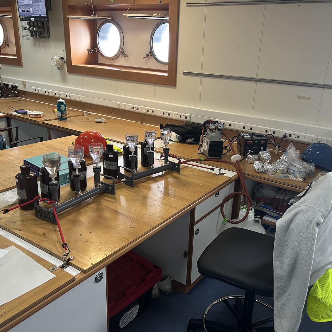 Water Filtering In Action Water filtering in action – everything needs to be tied down so it won’t fall off the table as the ship moves.