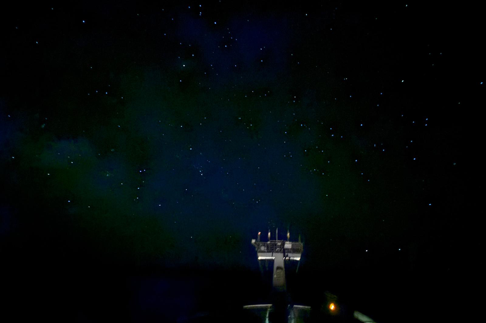 6.17 Starry Sky 3x2 When nights are clear, we can see all the stars from the fore deck of the ship. Photo credit: Dr. Marvin Shaw.
