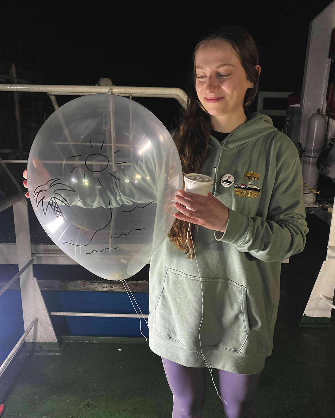 Print A midnight release with my radiosonde balloon, decorated for the beach I plan to lay out on once we make it to Mindelo.