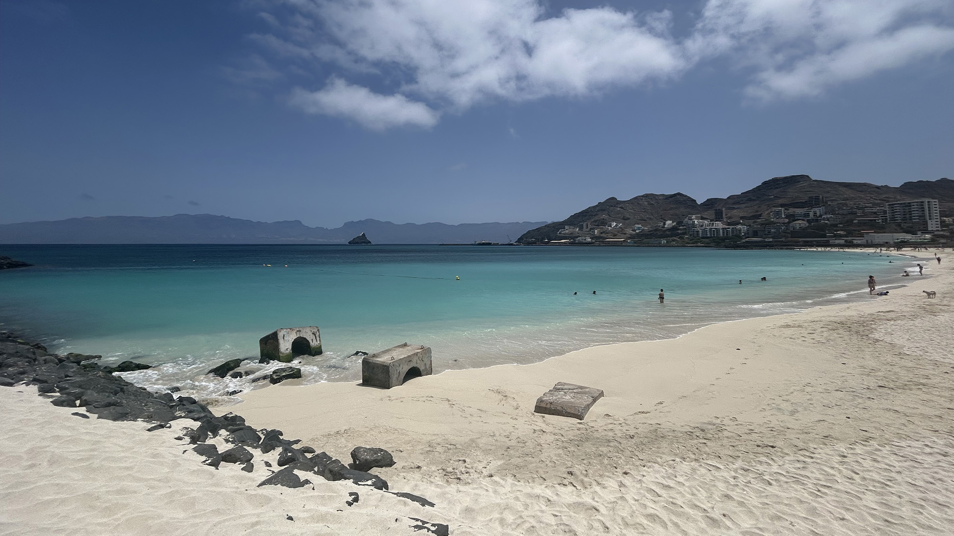 6.28 Cape Verde Beach 16x9 Mindelo has a small beach next to the port.